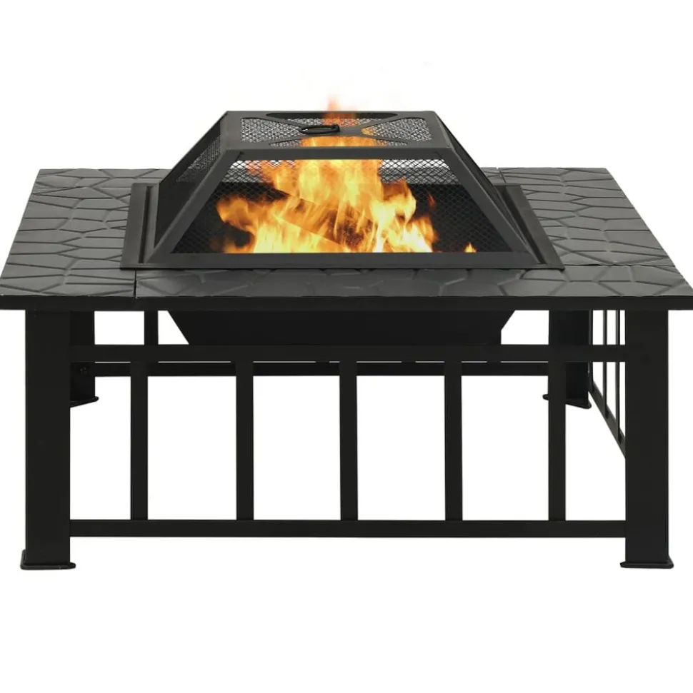 vidaXL Vuurplaats met pook XXL 79x79x46,5 staal