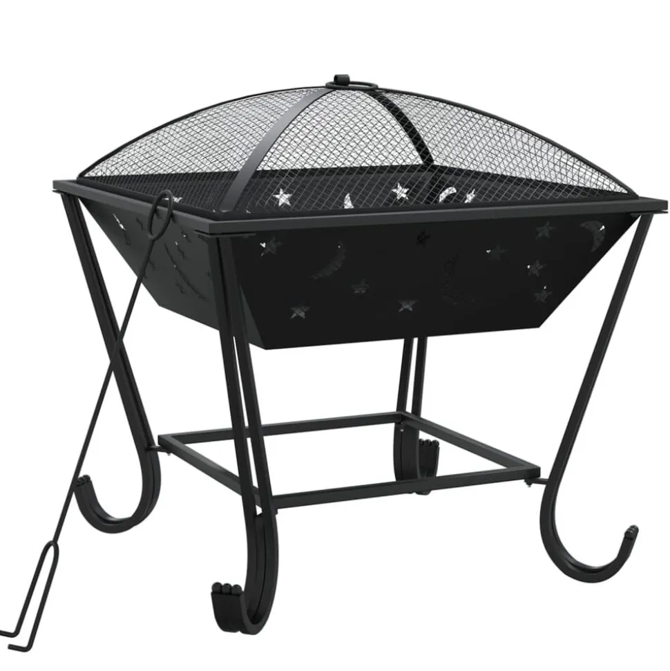 vidaXL Vuurplaats met pook XXL 50 cm staal
