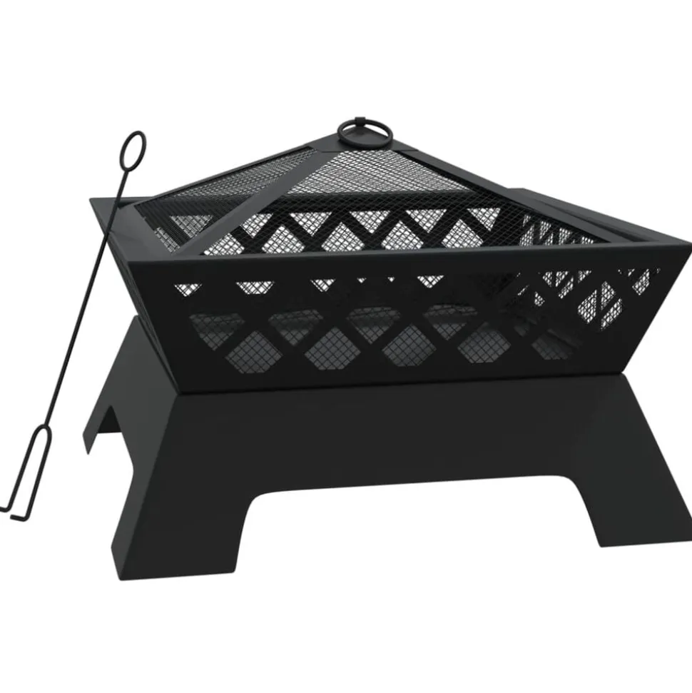 vidaXL Vuurplaats met pook XXL 50 cm staal