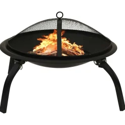 vidaXL Vuurschaal en barbecue 2-in-1 met pook 56x56x49 cm staal