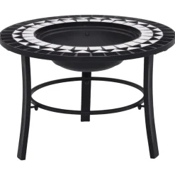 vidaXL Vuurschaal mozaïek 68 cm keramiek zwart en wit