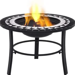 vidaXL Vuurschaal mozaïek 68 cm keramiek zwart en wit