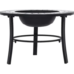 vidaXL Vuurschaal mozaïek 68 cm keramiek zwart en wit