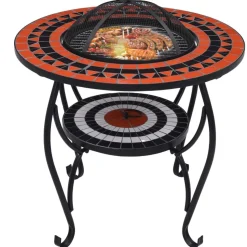vidaXL Vuurtafel mozaïek 68 cm keramiek terracottakleurig en wit