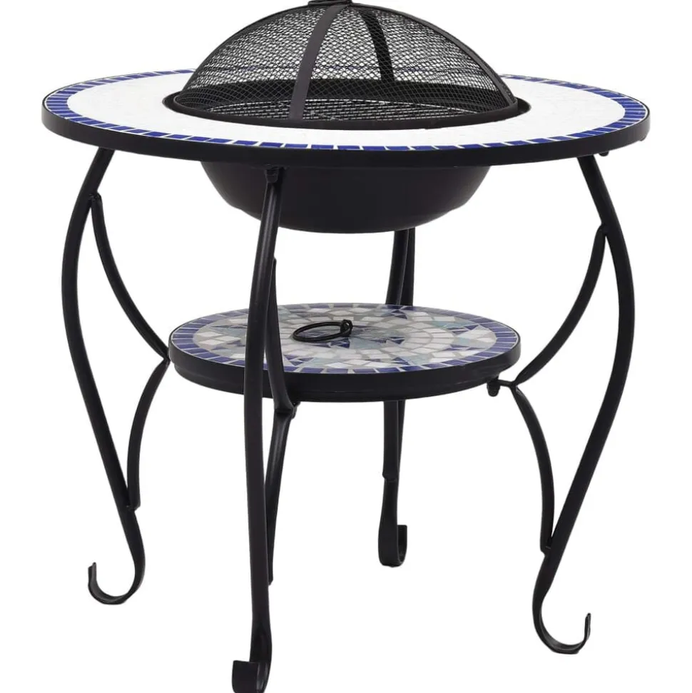 vidaXL Vuurtafel mozaïek 68 cm keramiek blauw en wit