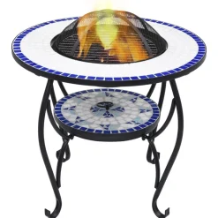 vidaXL Vuurtafel mozaïek 68 cm keramiek blauw en wit