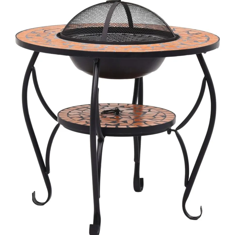 vidaXL Vuurtafel mozaïek 68 cm keramiek terracottakleurig