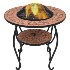 vidaXL Vuurtafel mozaïek 68 cm keramiek terracottakleurig