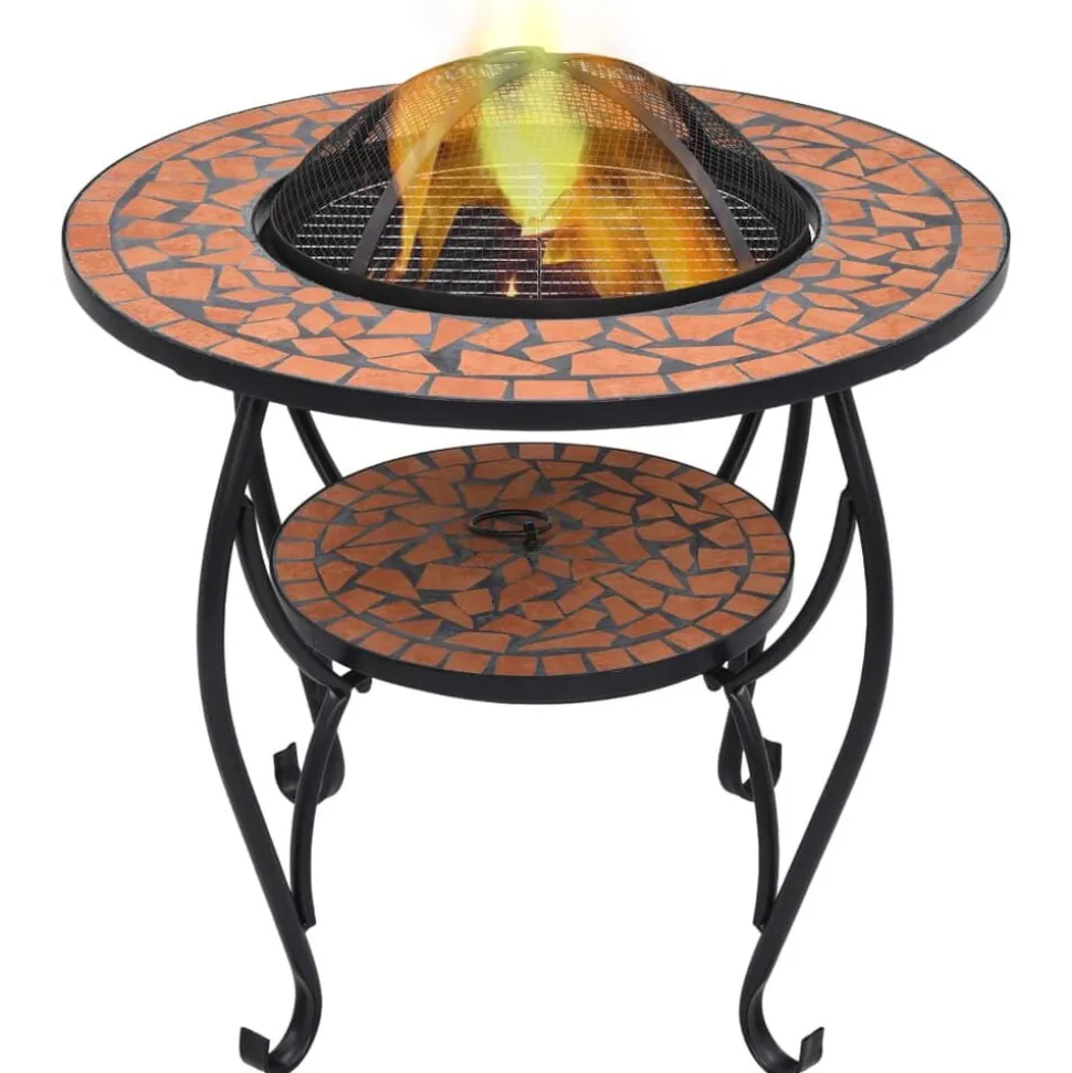 vidaXL Vuurtafel mozaïek 68 cm keramiek terracottakleurig