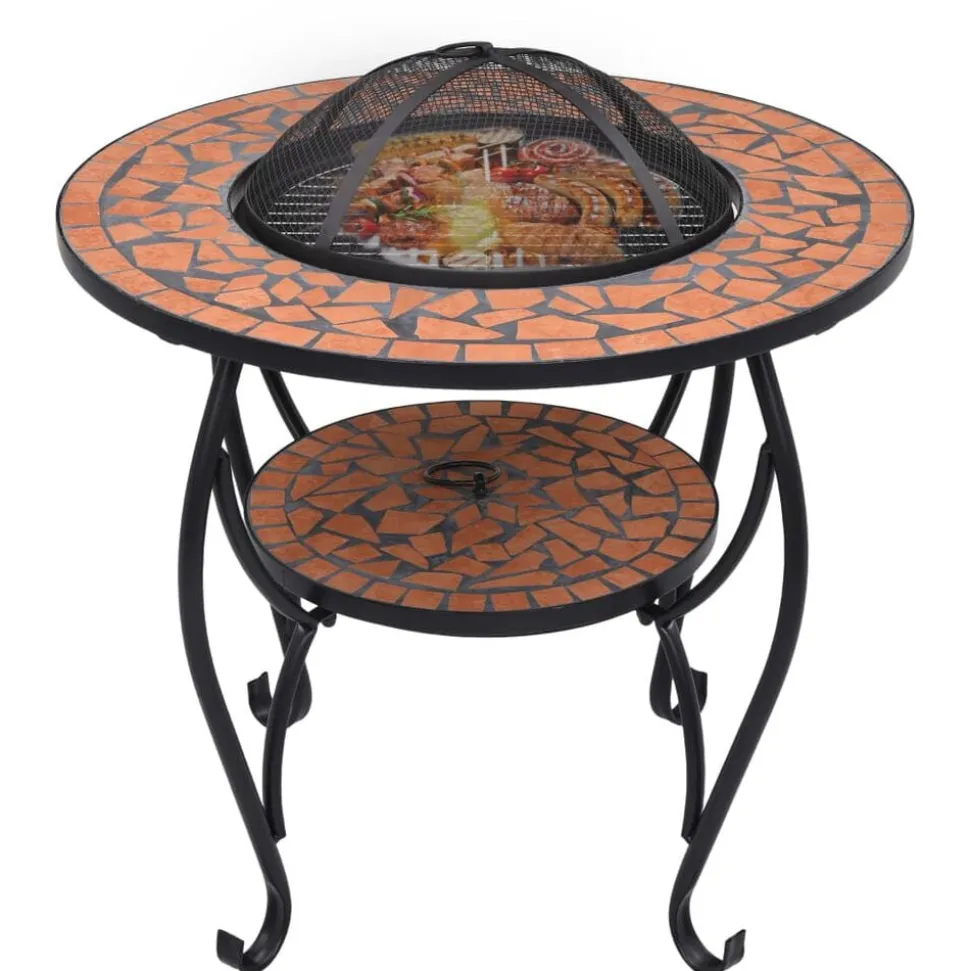 vidaXL Vuurtafel mozaïek 68 cm keramiek terracottakleurig