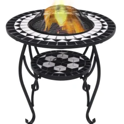 vidaXL Vuurtafel mozaïek 68 cm keramiek zwart en wit