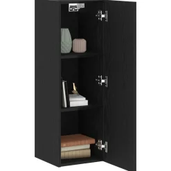 vidaXL Wand TV Kast Zwart Eiken 30,5 x 30 x 90 cm Bewerkt hout