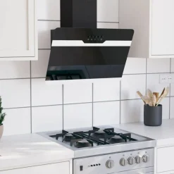 vidaXL Wandafzuigkap 60 cm staal en gehard glas zwart