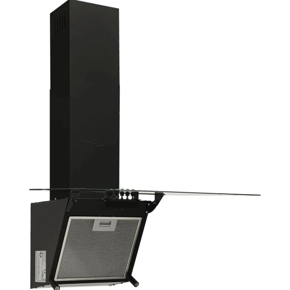 vidaXL Wandafzuigkap 60 cm staal en gehard glas zwart