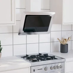 vidaXL Wandafzuigkap 60 cm roestvrij staal gehard glas zilverkleurig