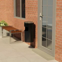 vidaXL Wandasbak/prullenbak 26 L staal zwart