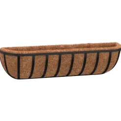 vidaXL Wandbakken 2 st met kokosvezel 61x19x16 cm staal zwart