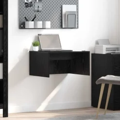 vidaXL Wandbureau met opslag Zwart Eiken 60 x 45 x 30 cm Bewerkt hout