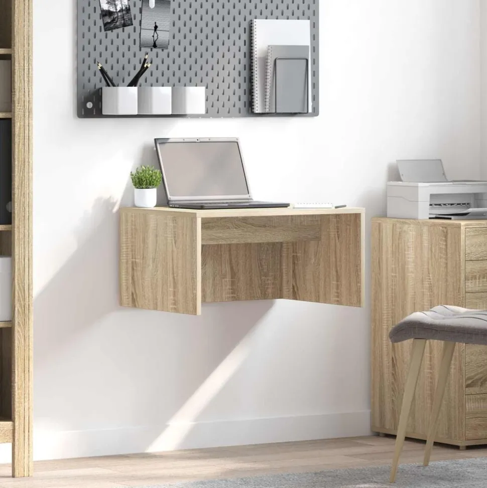 vidaXL Wandbureau met opslag Sonoma Eiken 60 x 45 x 30 cm Bewerkt hout