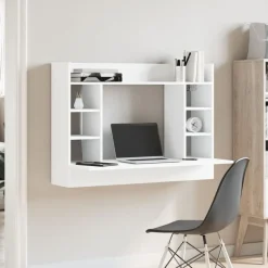 vidaXL Wandbureau 105x48x75 cm bewerkt hout wit