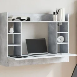 vidaXL Wandbureau 105x48x75 cm bewerkt hout betongrijs