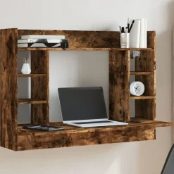 vidaXL Wandbureau 105x48x75 cm bewerkt hout gerookt eikenkleurig