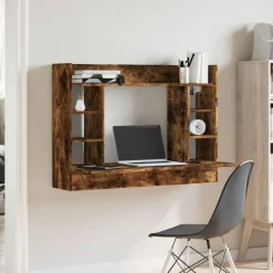 vidaXL Wandbureau 105x48x75 cm bewerkt hout gerookt eikenkleurig