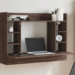 vidaXL Wandbureau 105x48x75 cm bewerkt hout bruin eikenkleurig