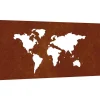 vidaXL Wanddecoratie tuin wereldkaartontwerp 105x55 cm cortenstaal