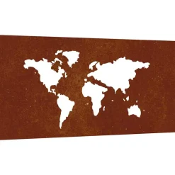 vidaXL Wanddecoratie tuin wereldkaartontwerp 105x55 cm cortenstaal