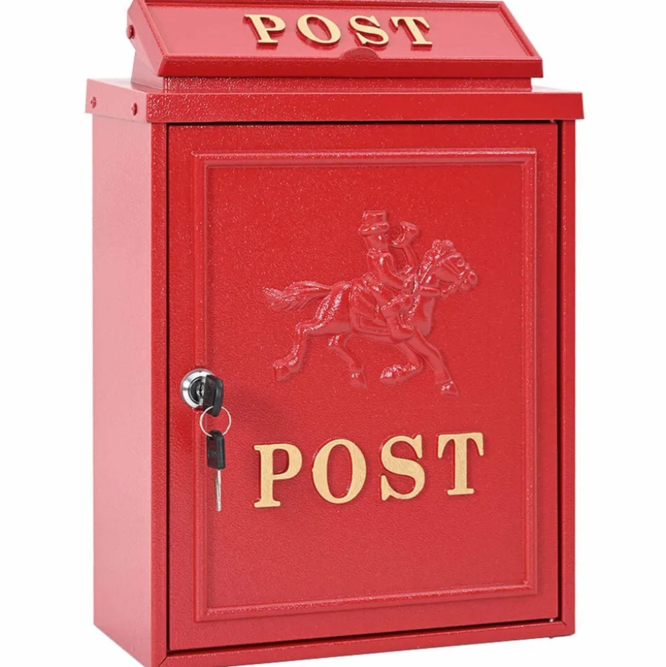 vidaXL Wandgemonteerde brievenbus met opslag Rood 29 x 13 x 41 cm