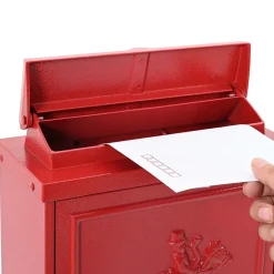 vidaXL Wandgemonteerde brievenbus met opslag Rood 29 x 13 x 41 cm