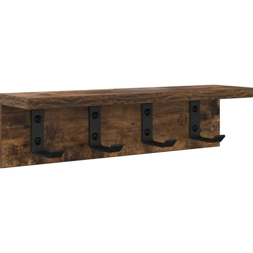 vidaXL Wandgemonteerde kapstok Gerookt eiken 40 x 10,5 x 10,5 cm