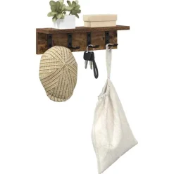 vidaXL Wandgemonteerde kapstok Gerookt eiken 40 x 10,5 x 10,5 cm