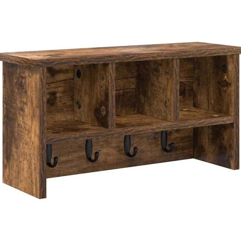 vidaXL Wandgemonteerde kapstok met plank Gerookt eiken 50 x 16 x 26 cm
