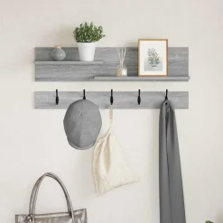vidaXL Wandgemonteerde kapstok met plank Grijs Sonoma 90 x 15 x 36 cm