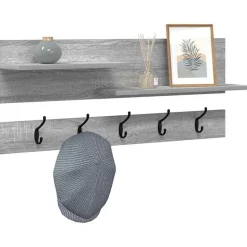 vidaXL Wandgemonteerde kapstok met plank Grijs Sonoma 90 x 15 x 36 cm