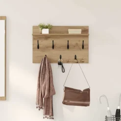vidaXL Wandgemonteerde kapstok met plank Artisan Eiken 60 x 40 x 12 cm
