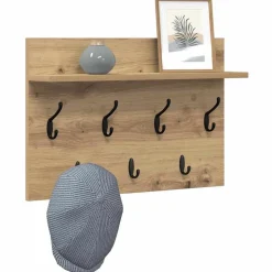 vidaXL Wandgemonteerde kapstok met plank Artisan Eiken 60 x 40 x 12 cm