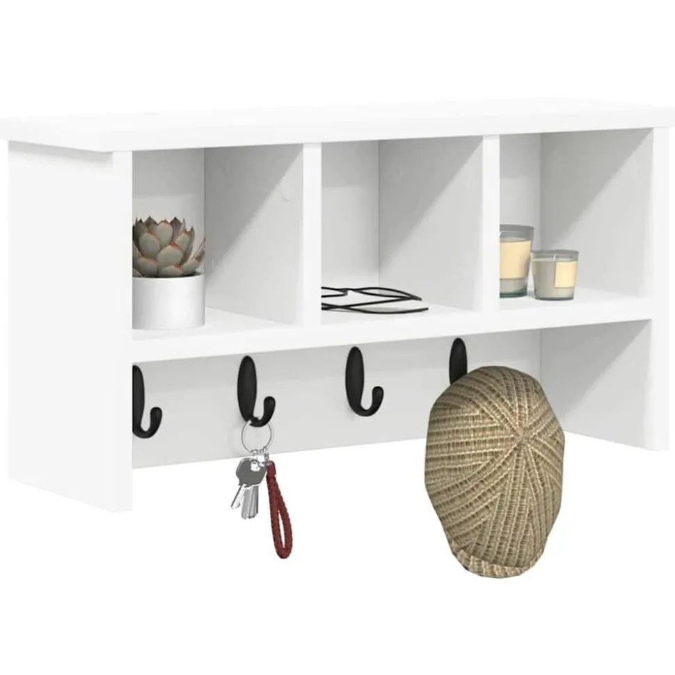 vidaXL Wandgemonteerde kapstok Wit 50 x 16 x 26 cm Bewerkt hout