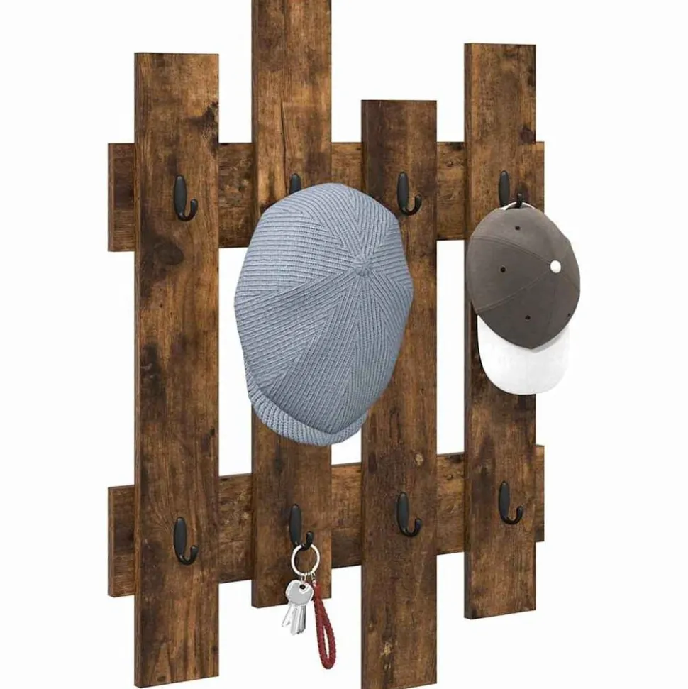 vidaXL Wandgemonteerde kapstok met opslag Gerookt eiken 60 x 3 x 82 cm