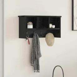 vidaXL Wandgemonteerde kapstok met plank Zwart Eiken 50 x 16 x 26 cm
