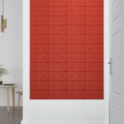 vidaXL Wandhoofdbord 12 pcs Rood 30 x 15 cm Nep Leer
