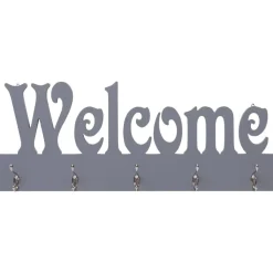 vidaXL Wandkapstok WELCOME 74x29,5 cm grijs