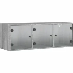 vidaXL Wandkast met glazen deuren 102x37x35 cm grijs sonoma eiken