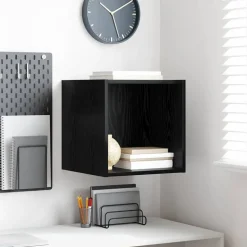 vidaXL Wandkast met plank Zwart Eiken 37 x 37 x 37 cm Bewerkt hout