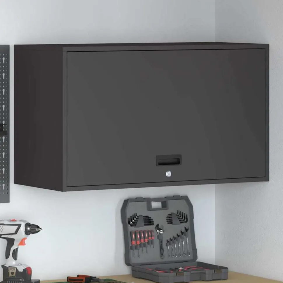 vidaXL Wandkast voor Garage Zwart 90 x 40 x 53 cm Poedercoating staal