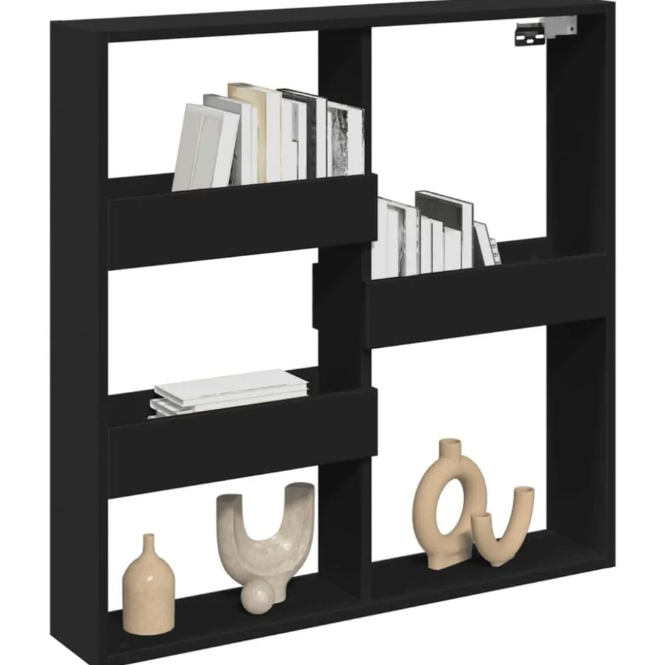 vidaXL Wandkast 80x15x80 cm bewerkt hout zwart