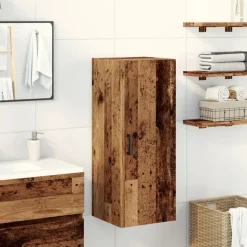 vidaXL Wandkast 34,5x34x90 cm bewerkt hout oud houtkleur