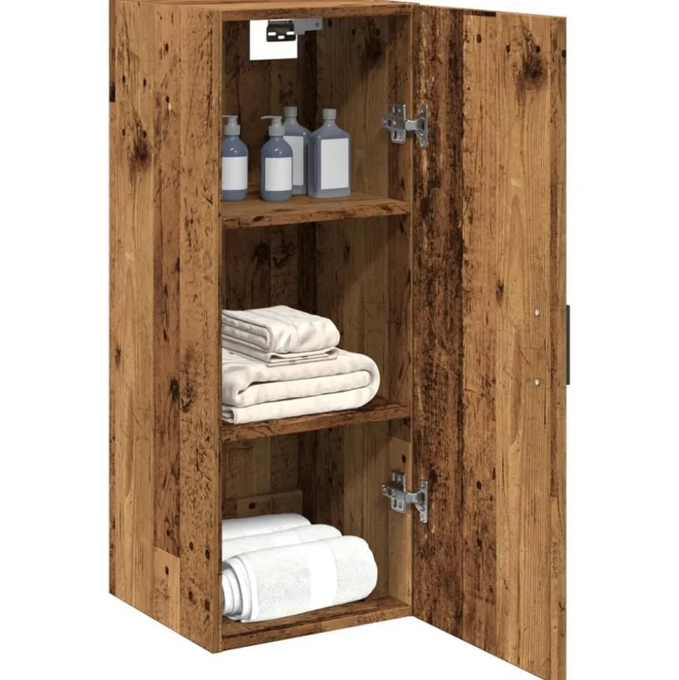 vidaXL Wandkast 34,5x34x90 cm bewerkt hout oud houtkleur